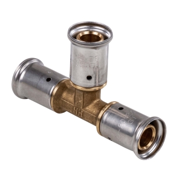 81028820196 Henco T-stuk 18mm (3x pers, messing)
