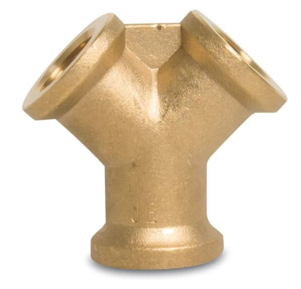 Messing Y-stuk draad 3x bi.dr.